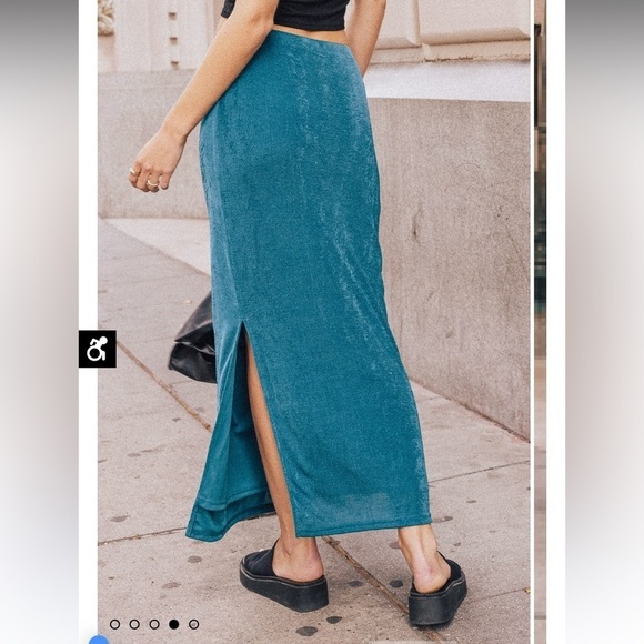 DAVINA MAXI SKIRT IN TEAL - Picture 2 of 11